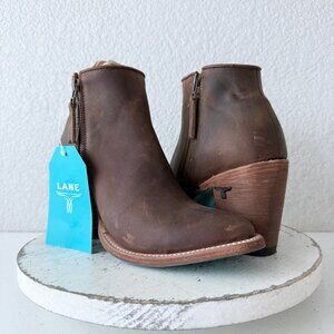 New Lane CHARLIE Womens Cowboy Booties Short Brown Western Leather Cowgirl 7.5